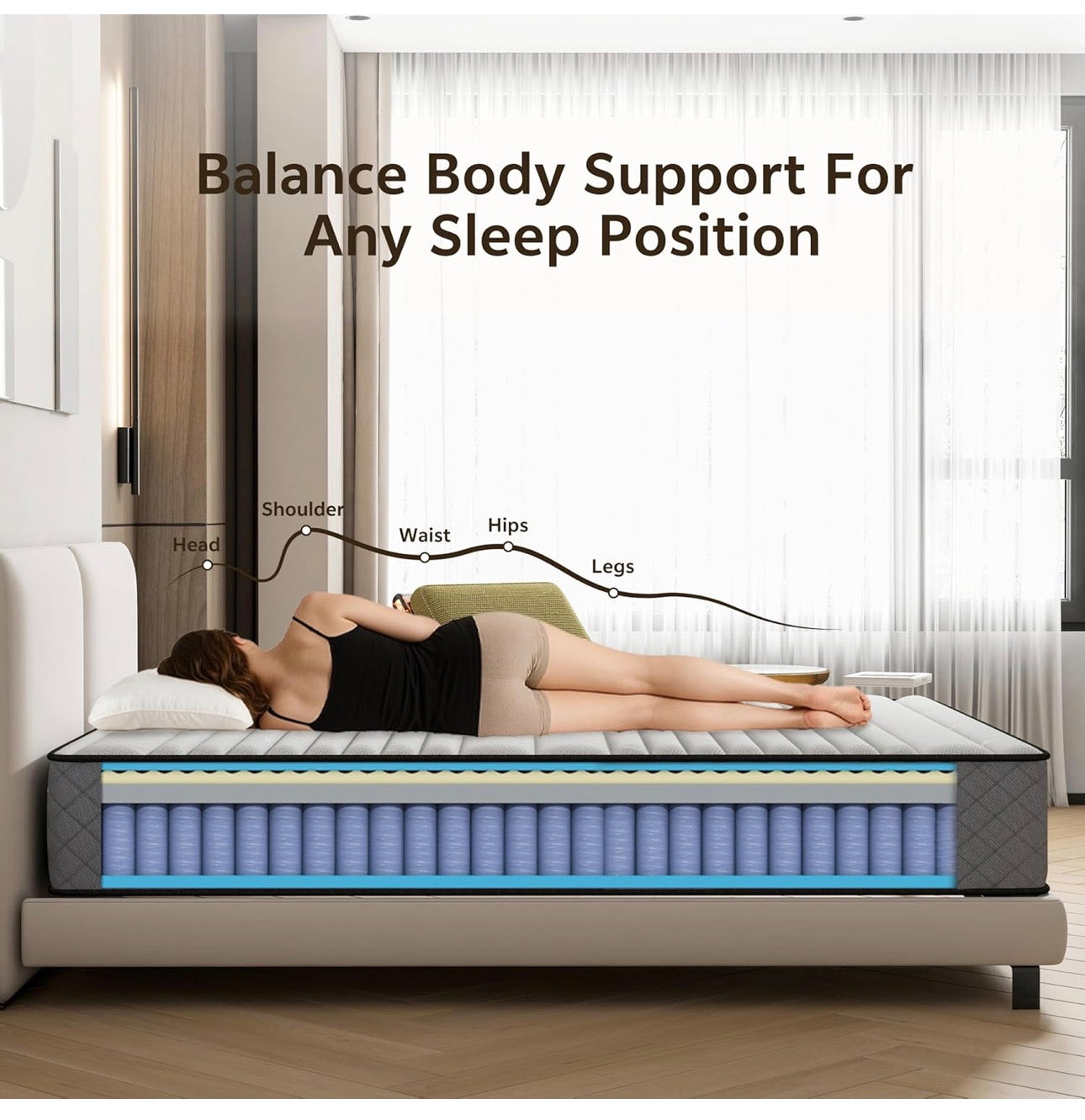 Single Mattress, 90 x 200 cm, Height 25 cm, Medium Firm, Ergonomic Mattress