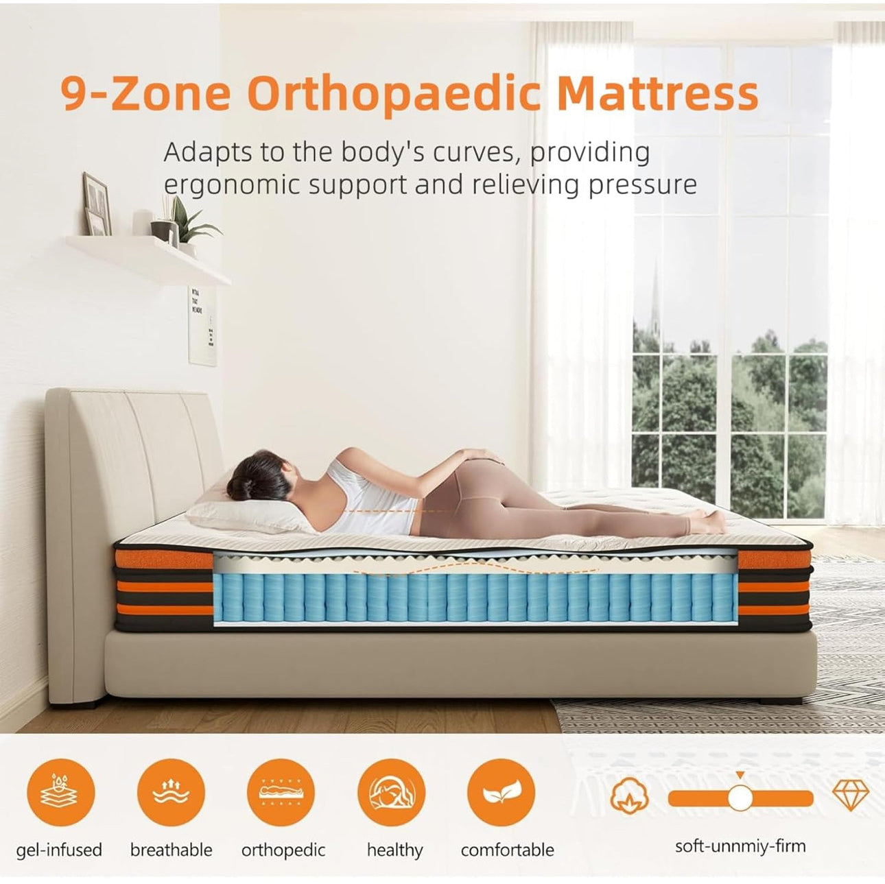 4FT Small Double Mattresses,10 Inch Gel Memory Foam Pocket Sprung Mattress with Breathable Soft Fabric,9 Zone Orthopedic Small Double Mattress,Back Pain Relief
