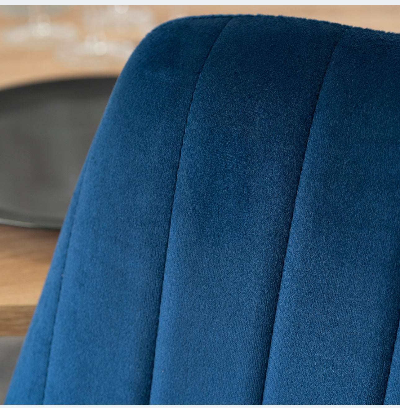 Set of 4 Upholstered Chairs Velour  Blue