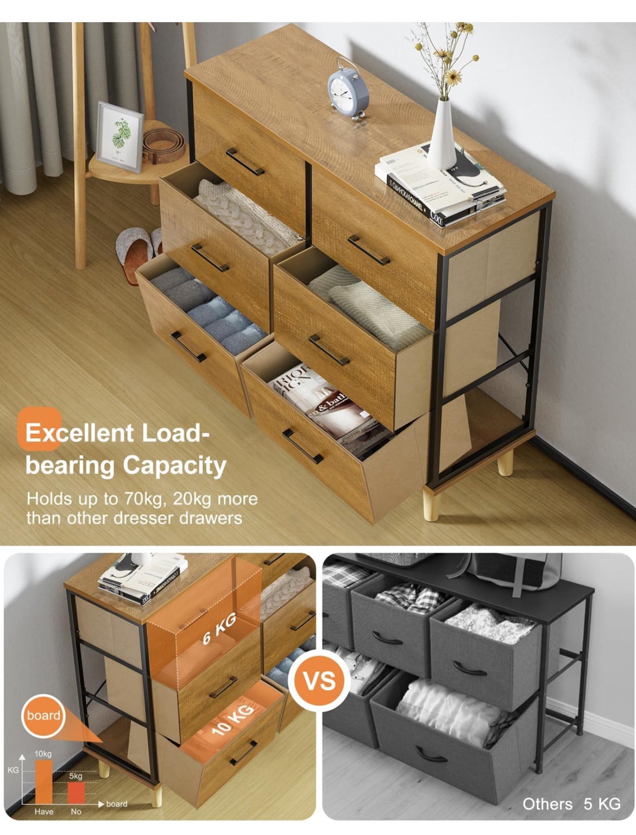 Dresser for Bedroom with 6 Drawers