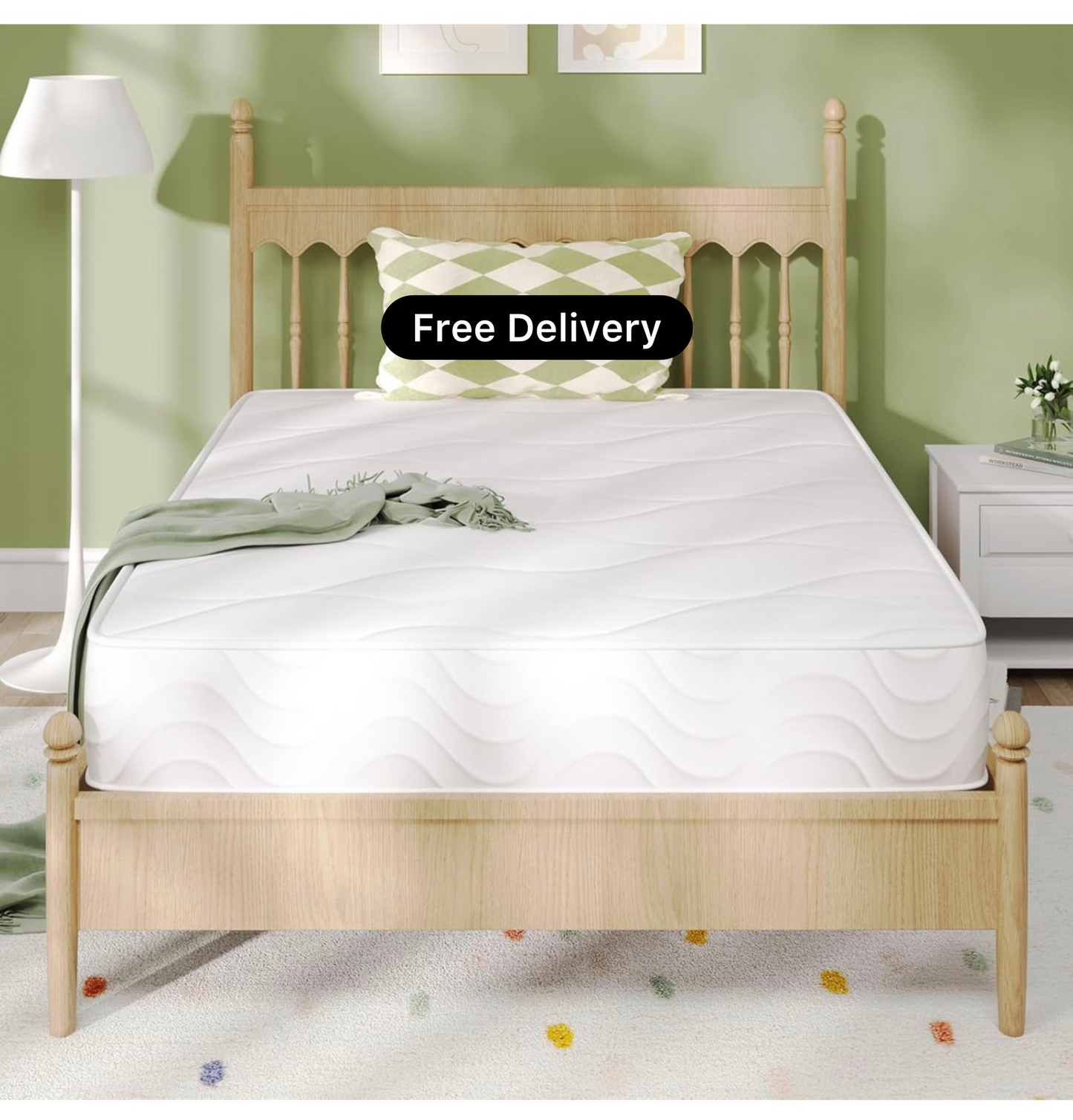 3FT Single Pocket Sprung Mattress 8 Inch Medium Soft Spring Mattress with Breathable