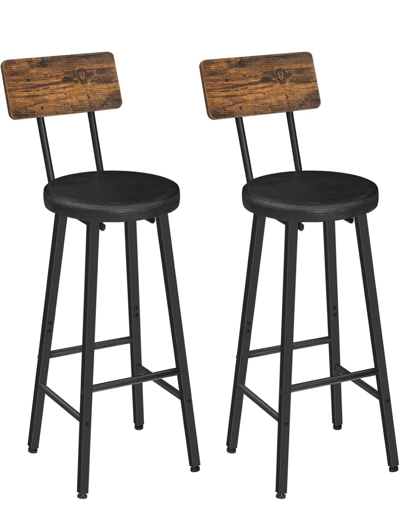 Bar Stools Set of 4, PU Upholstered Bar Chairs wit