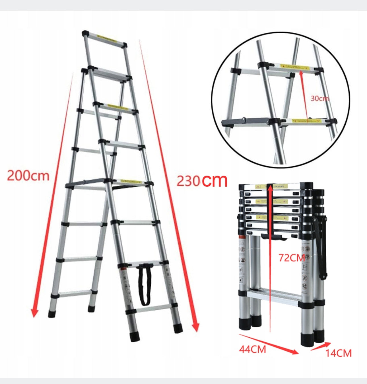 Ladder 2,3 m aluminum up to 150 kg