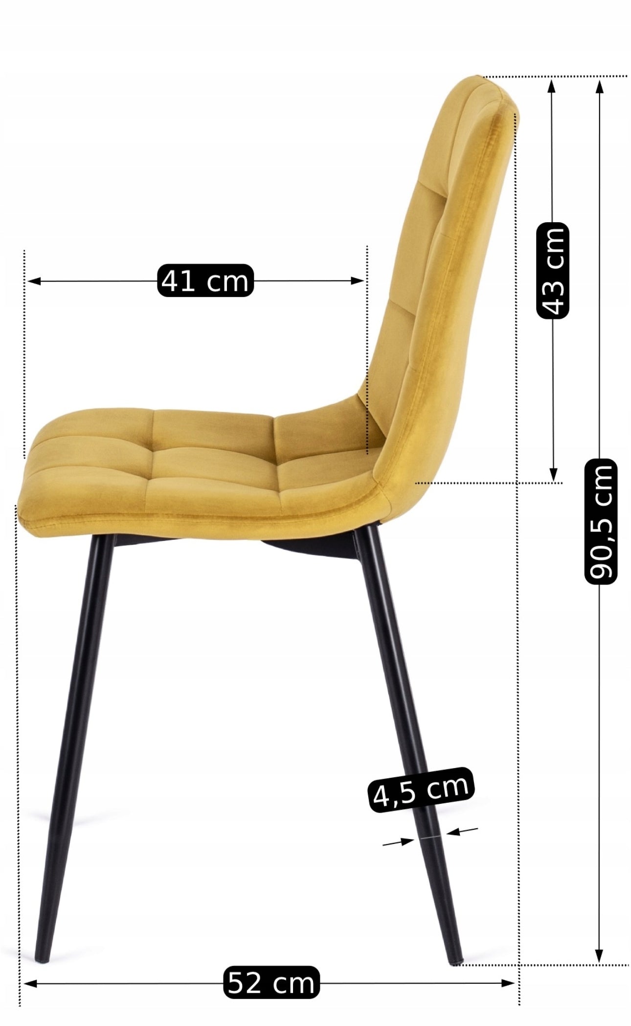 Upholstered Mustard Velor Kitchen Chairs