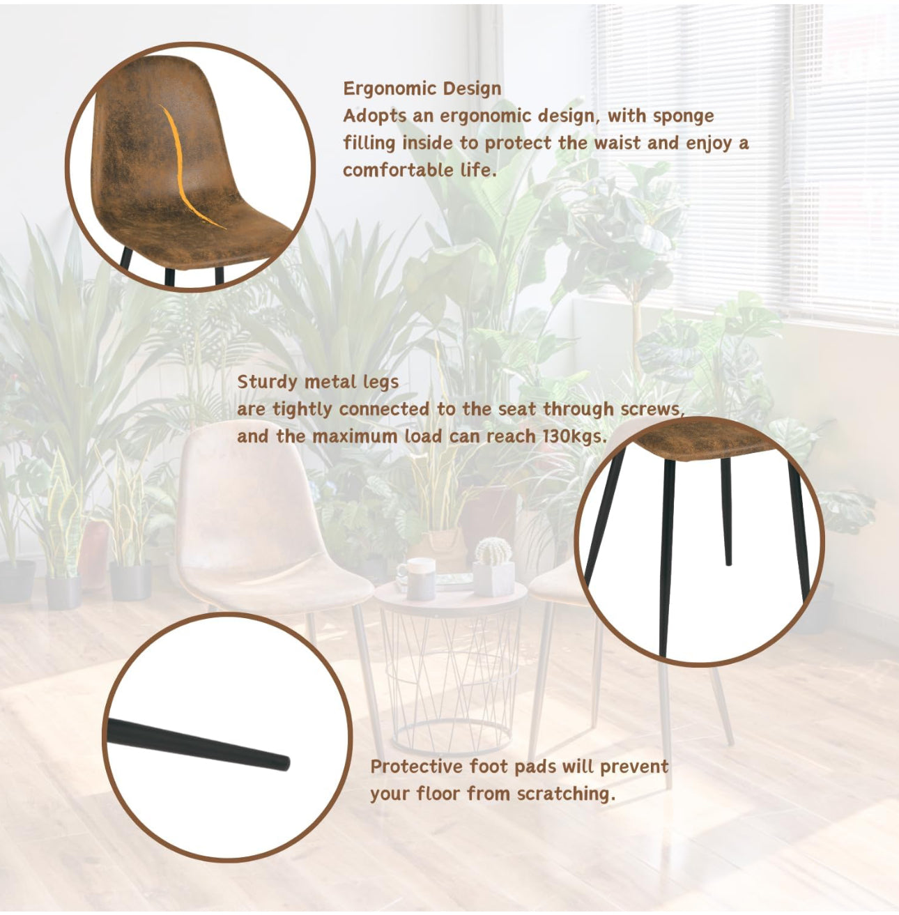 Set of 6 Suede Dining Chairs Soft Chairs Upholster