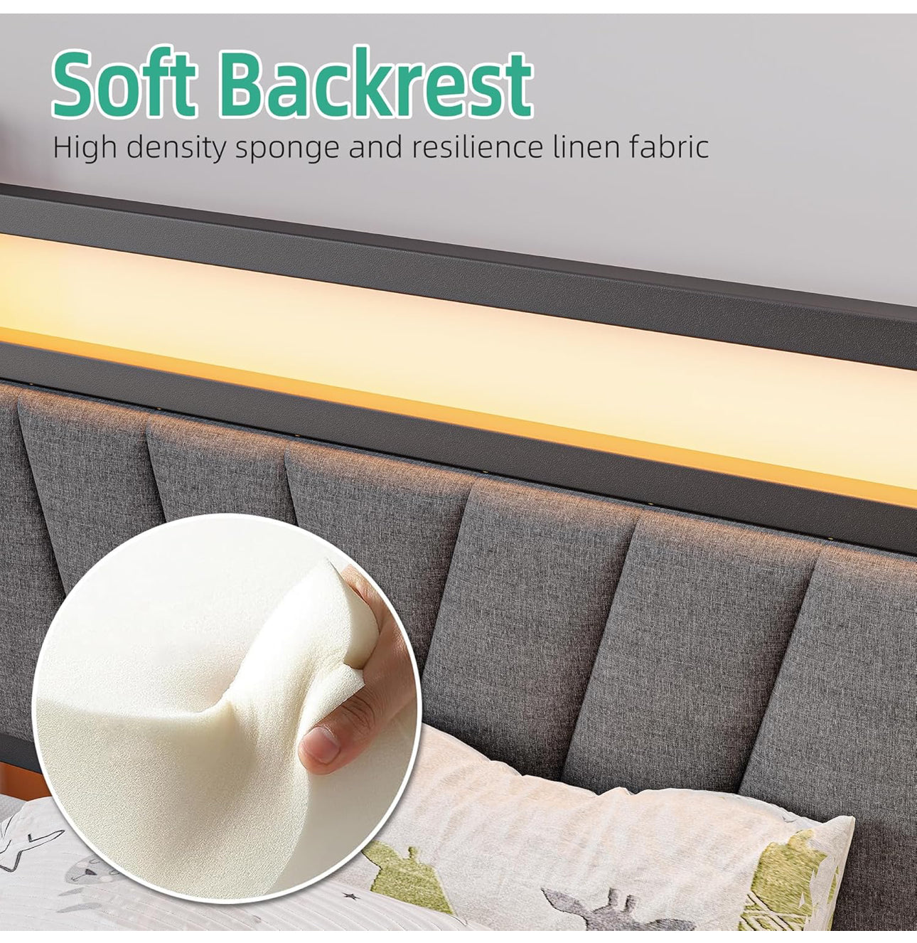 Bed frame with Headboard and USB Charging Station
