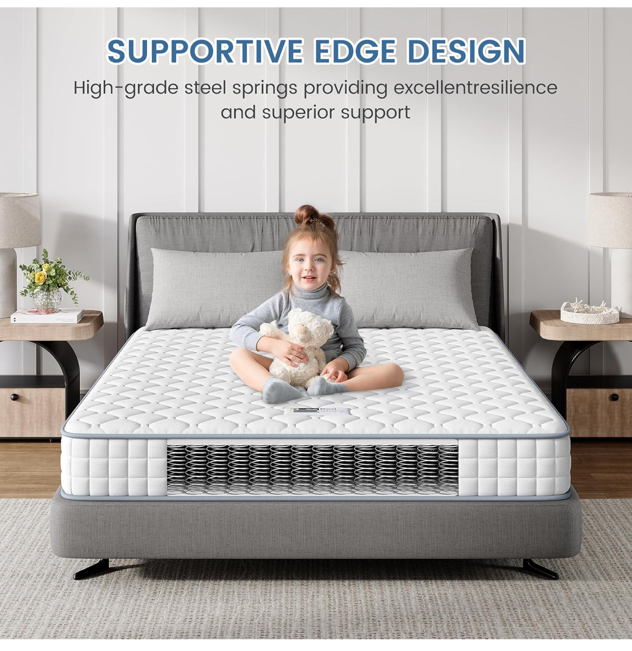3FT Single Mattress, Sleeping Sprung Mattress Medi