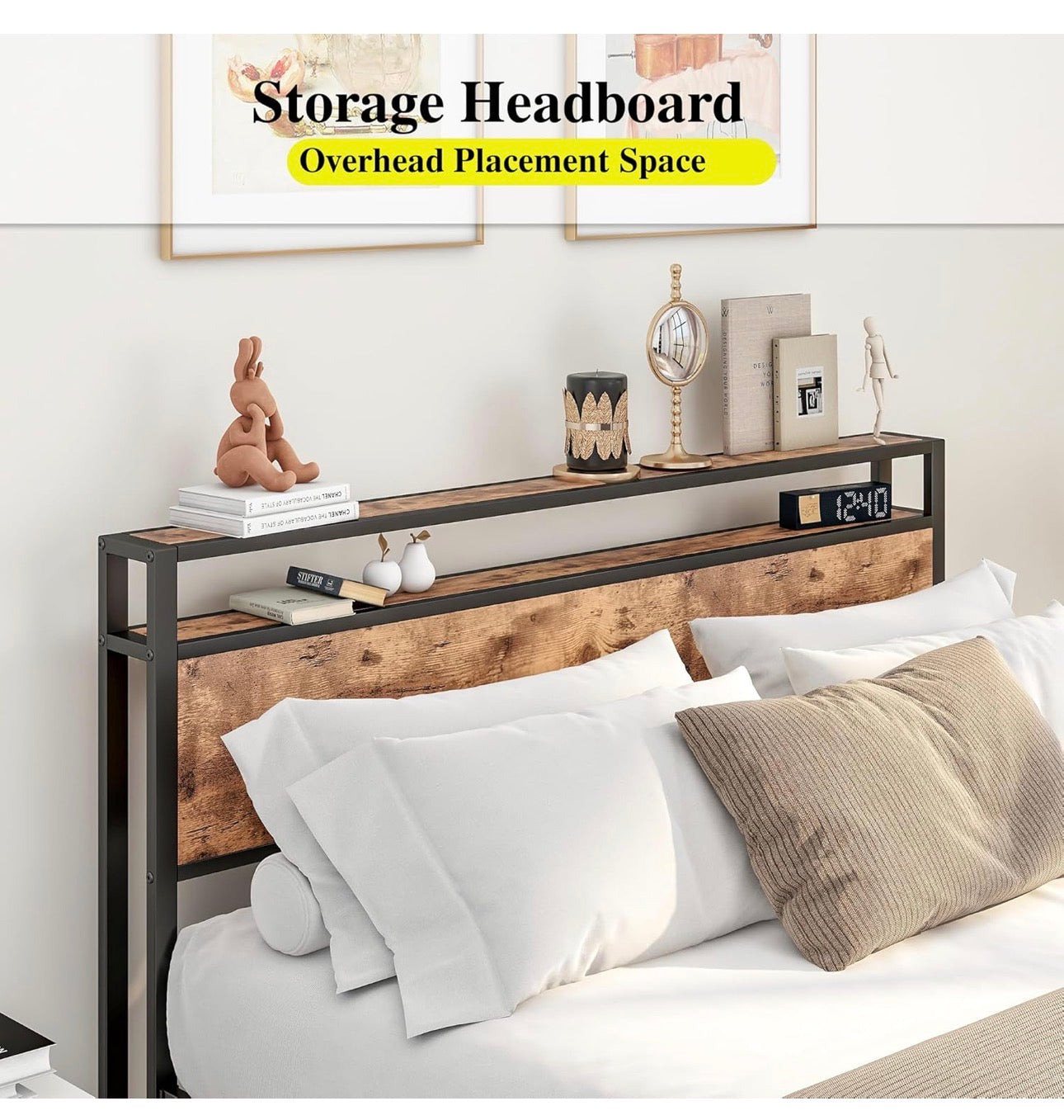 King Size Bed Frame with Storage Wooden