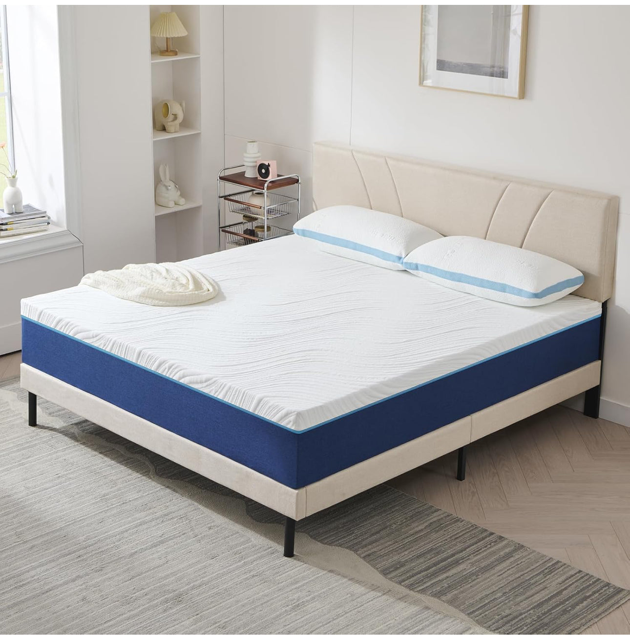 25CM Double Mattress, Gel Memory Foam, Pressure Relieving, Medium Firm Feel with Cooling Cover, Breathable, Double Bed Mattress 135cm x 190cm