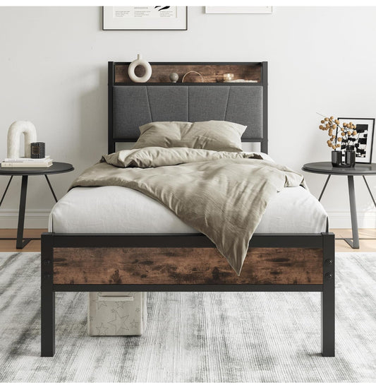 3ft Single Bed Frame With Storage Headboard