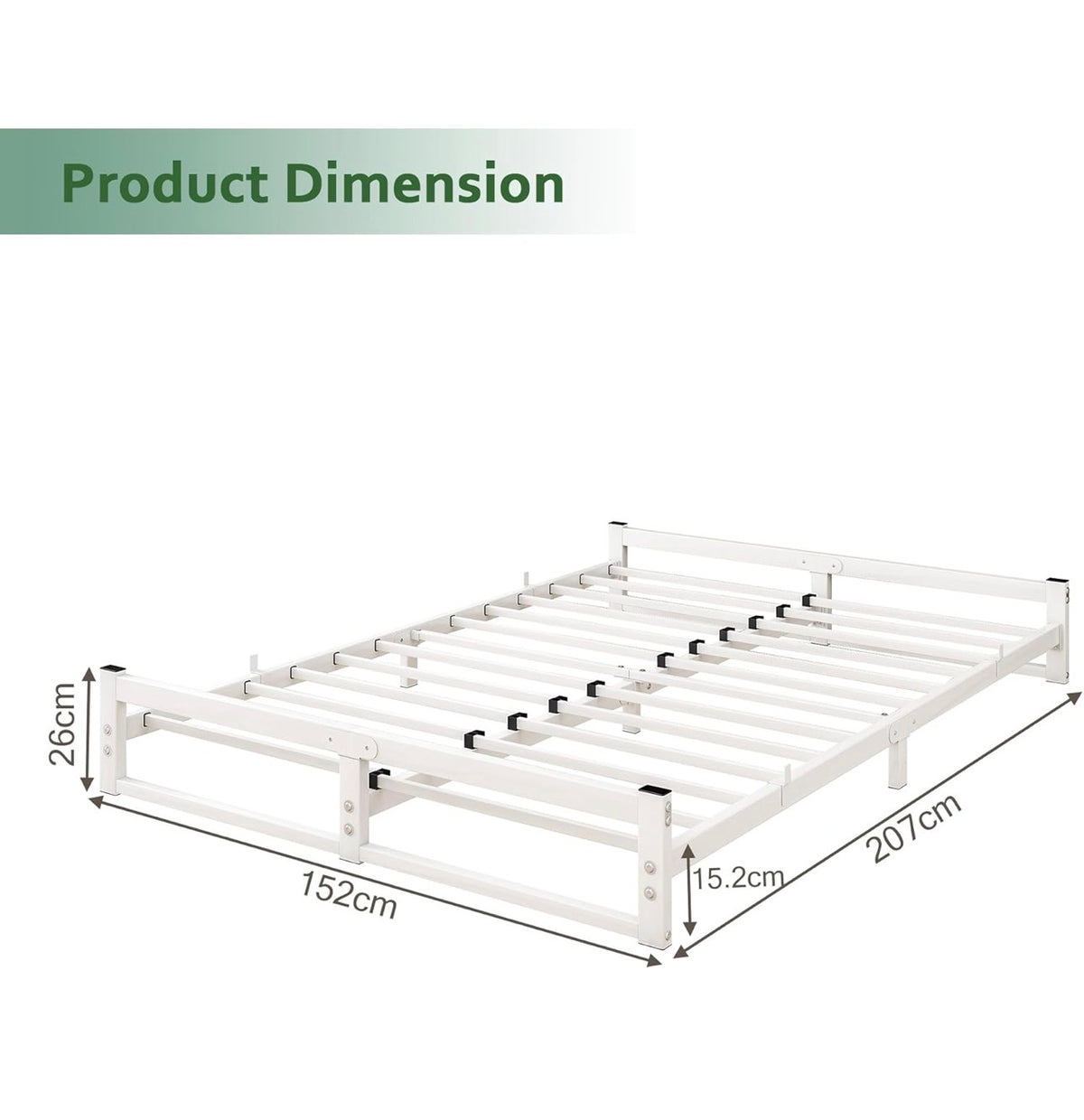 King Size Bed Frame,Metal Platform Low Bed Frame King Size,White
Bed Base with Heavy Duty Steel Slats,5ft Floor BedKing Beds,Mattress Foundation,No Box Spring Needed,Noise Free,Easy Assembly