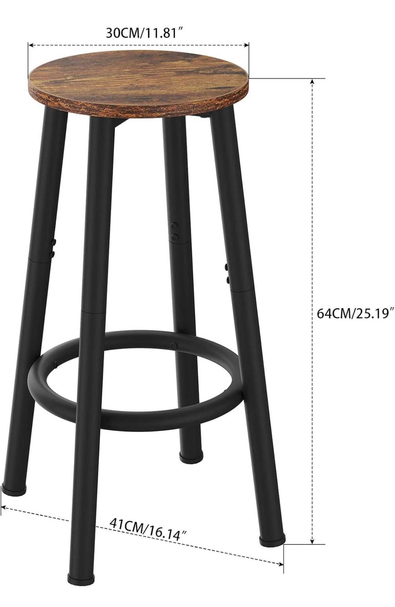 Bar Stools Set of 2, 64CM Kitchen Breakfast Bar Stools