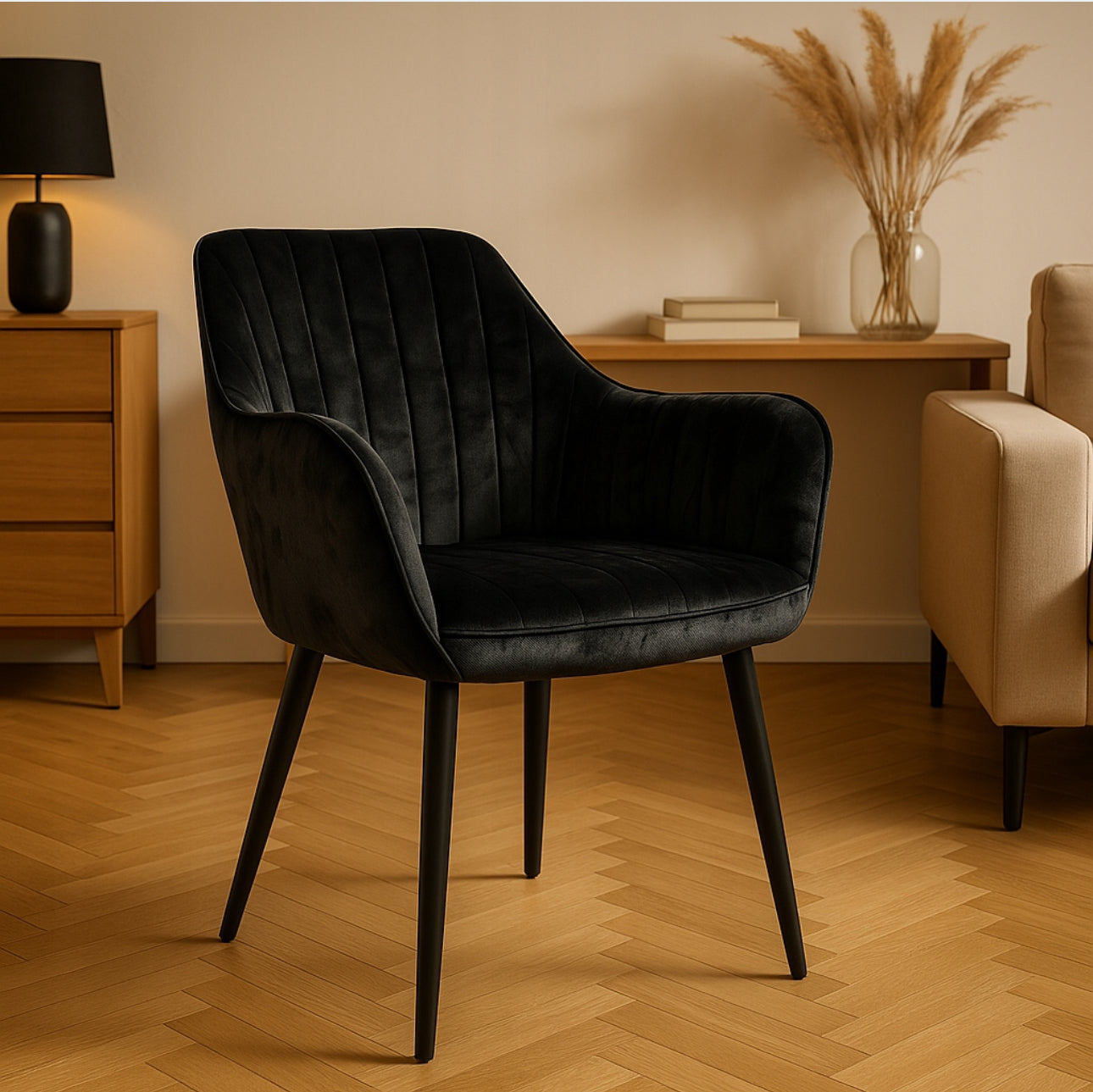 4x Upholstered Grey Velour Chairs