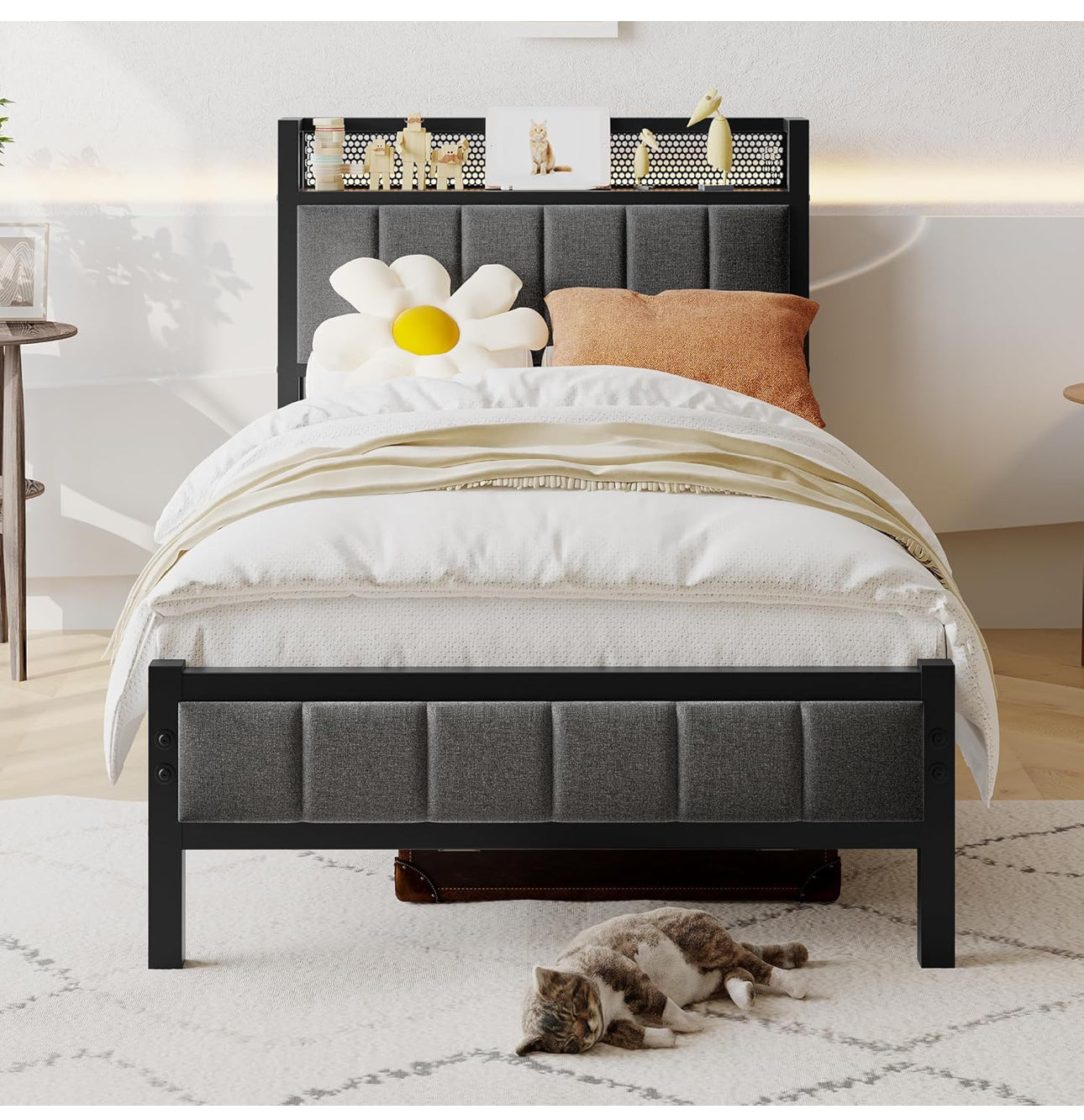 3ft Single Bed Frames with Storage Headboard