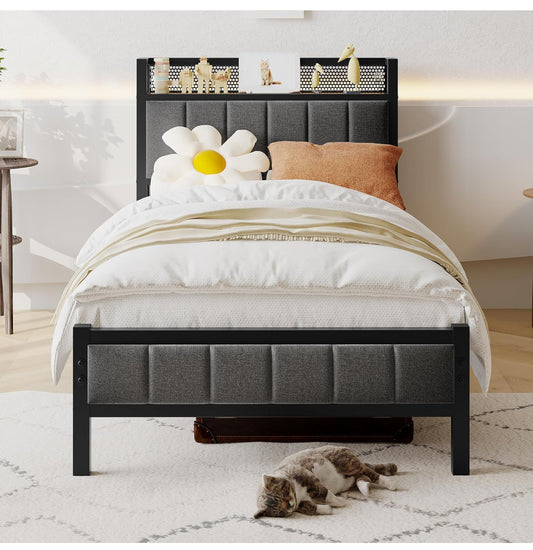 3ft Single Bed Frames with Storage Headboard