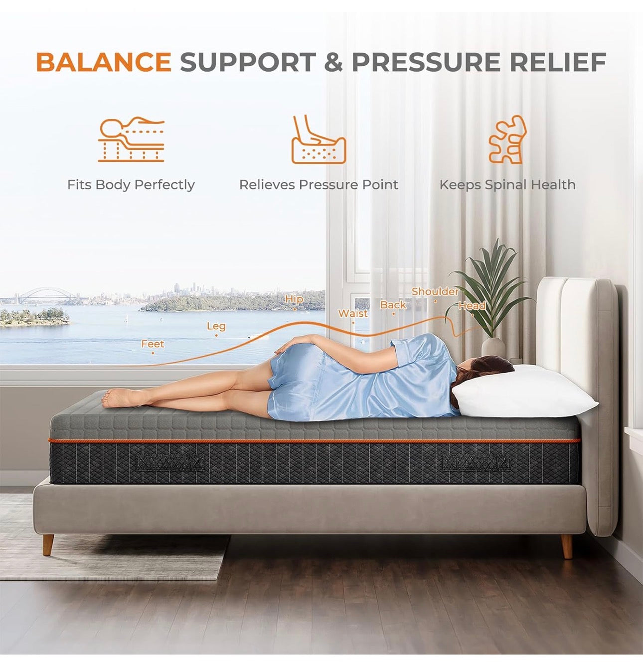 Double Mattresses Memory Foam Mattress, Breathable Mattress for Cool Sleep & Pressure Relief - Medium Mattress, 135x190x20CM, CertiPUR-US Certified