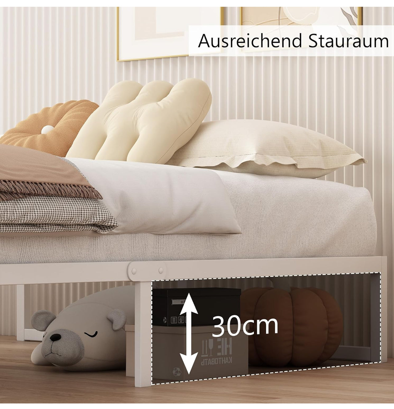 Small Double Bed Frame 120x190 cm Metal Platform Bed