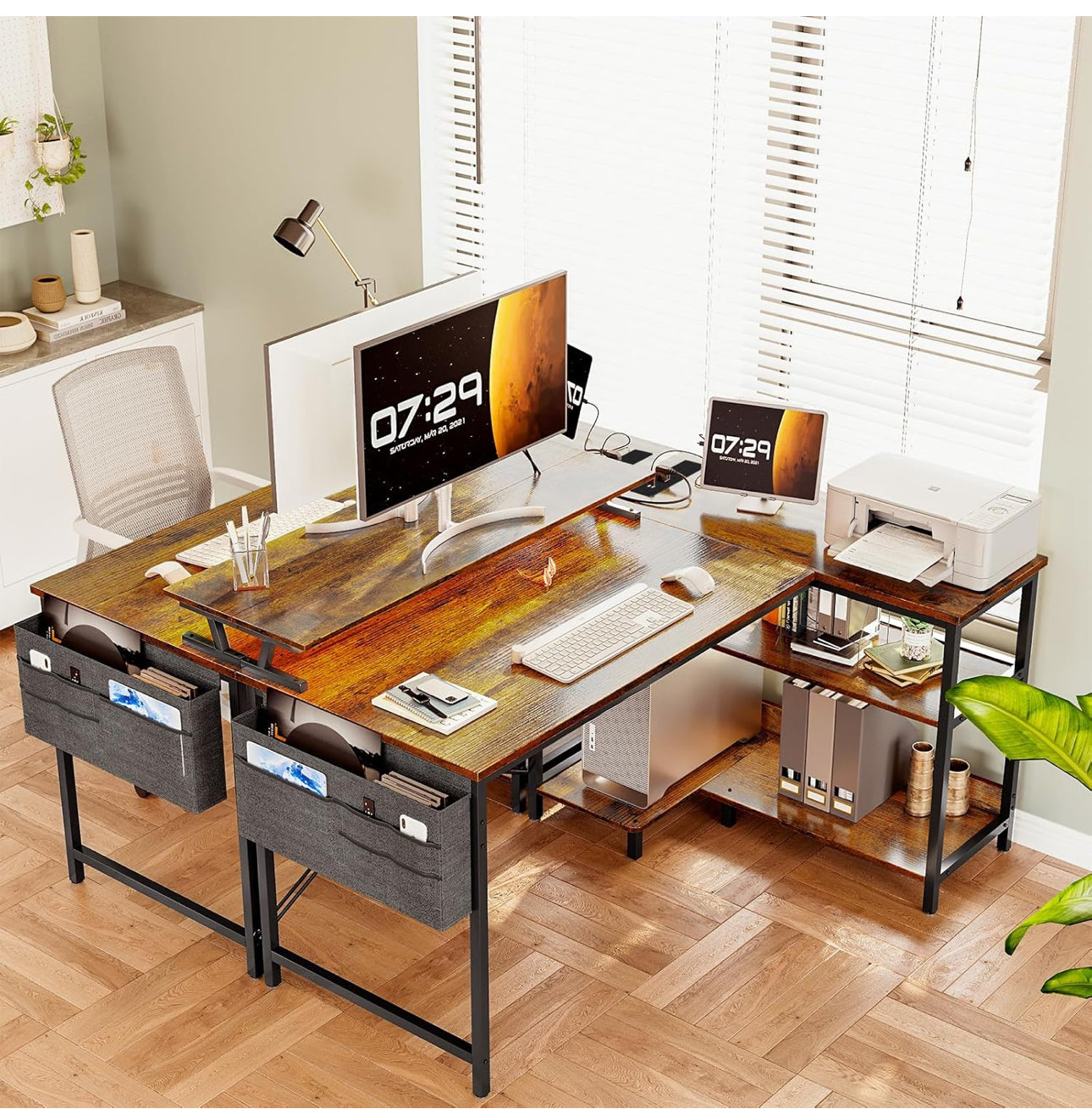 L Shaped Gaming Desk with LED Lights, 120 × 80 cm