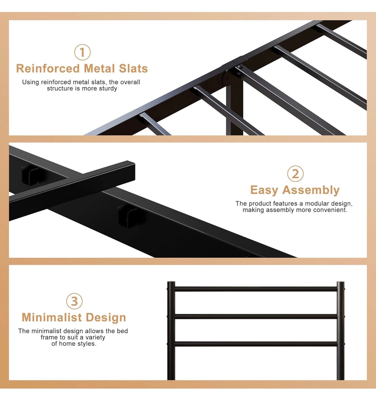 Single Bed Frame with Headboard and Footboard
3ft Metal Platform Bed Frame, 36 cm High, Modern Style, Under Bed Storage, Noise Free, Easy Assembly, Black