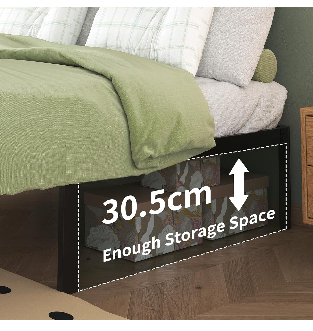 High Super King Bed Frame 6ft with Rounded Corner Legs, Heavy Duty Metal Super King Size Bed 180x200cm, Super King Size Bed 46 cm High, Noise Free, Easy Assembly