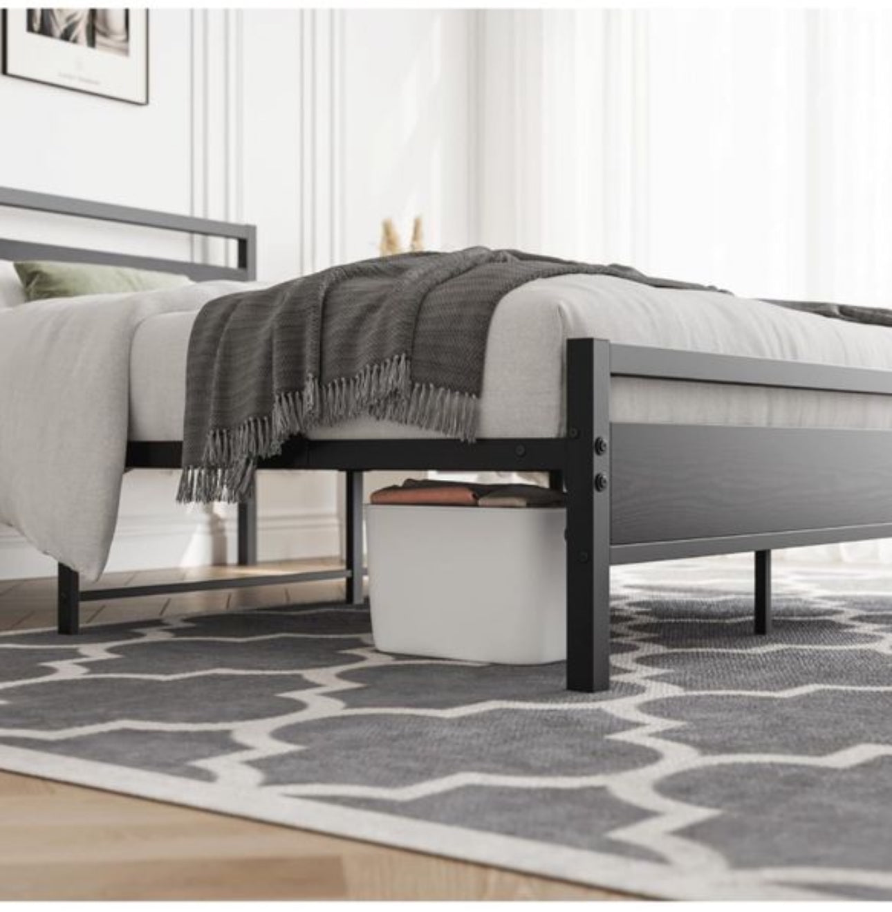 Double Bed Frames with Wooden Headboard