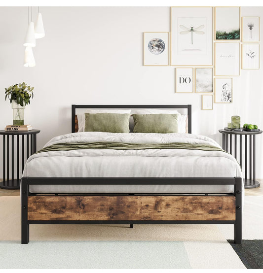 Double Bed Frames with Wood Headboard