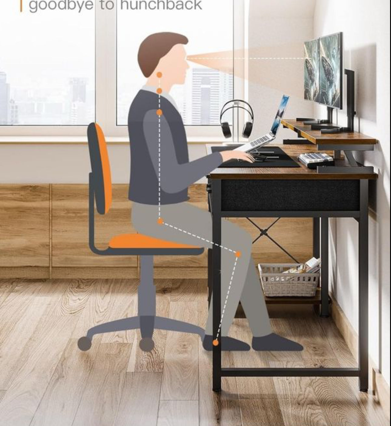 Computer Desk with Drawers 120 x 48 cm