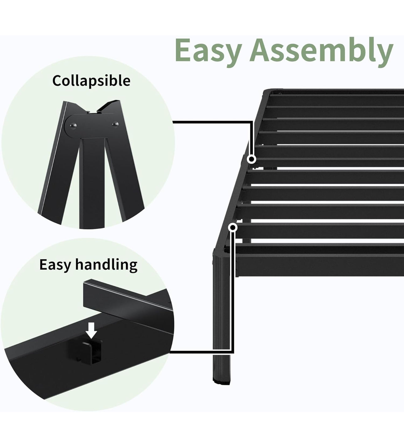 High Double Bed Frame 4ft6 with Rounded Corner Legs