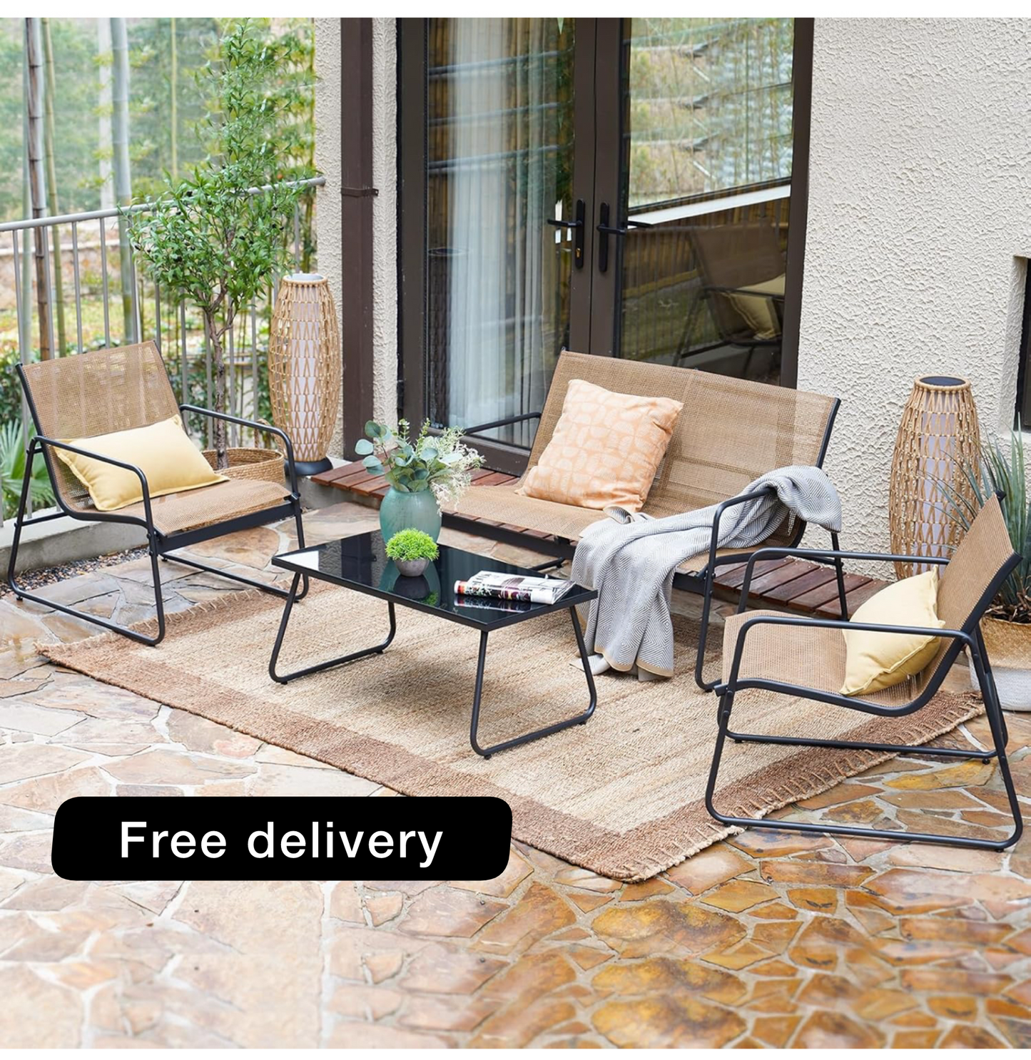 Sets 4 Pieces, Garden Table and Chairs