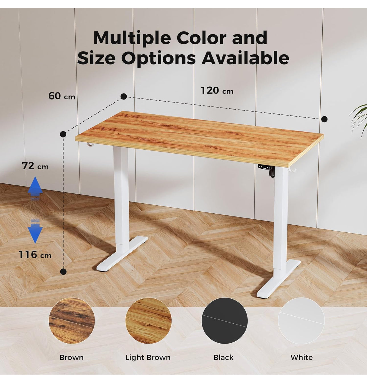 Electric Standing Desk, 120 x 60 cm Height Adjustable