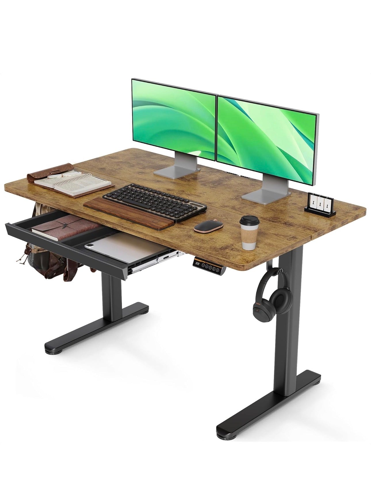 Standing Desk with Drawer Keyboard Tray, 120x60cm
