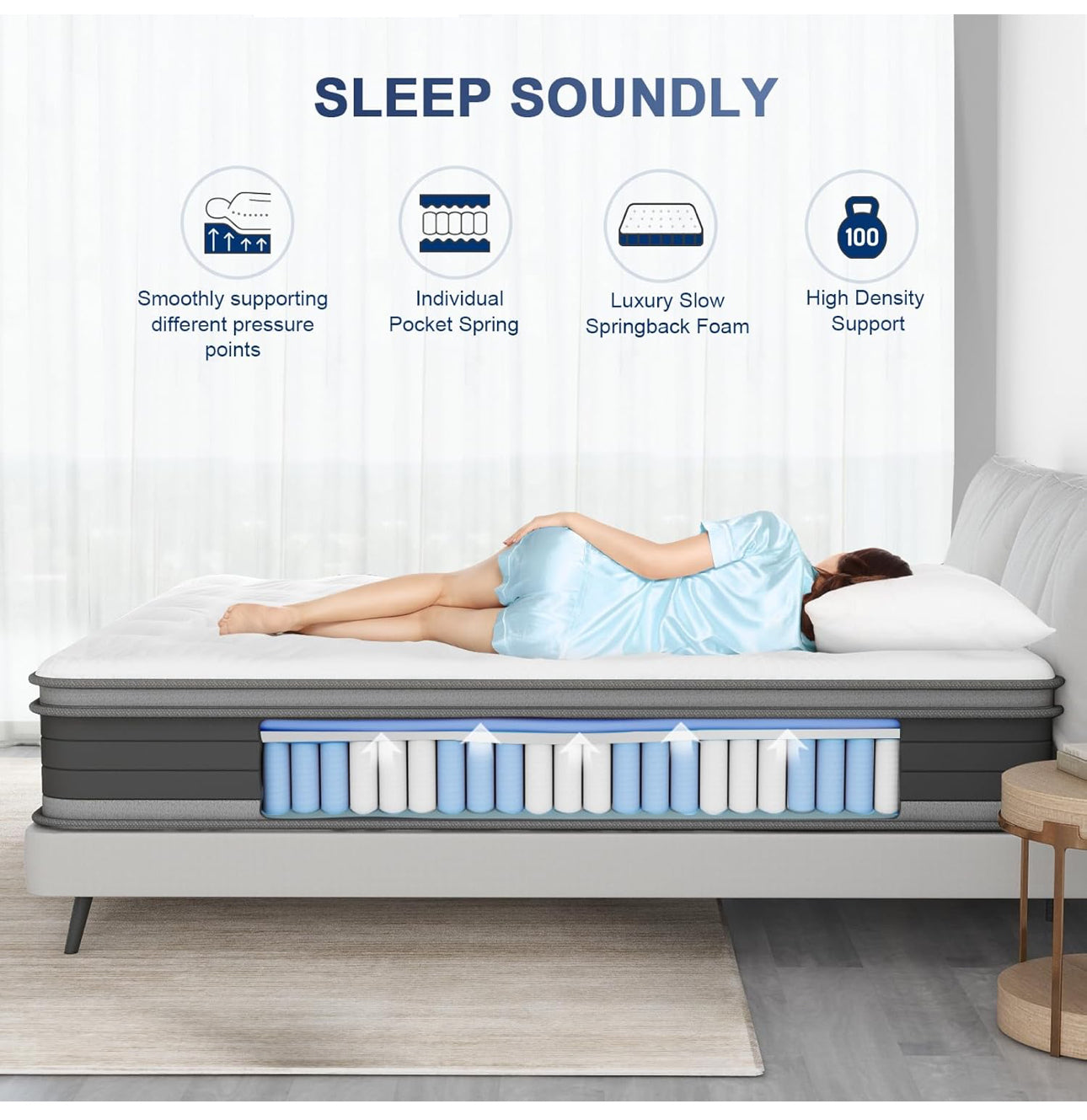 3FT Single Mattress, Sleeping Sprung Mattress Medium