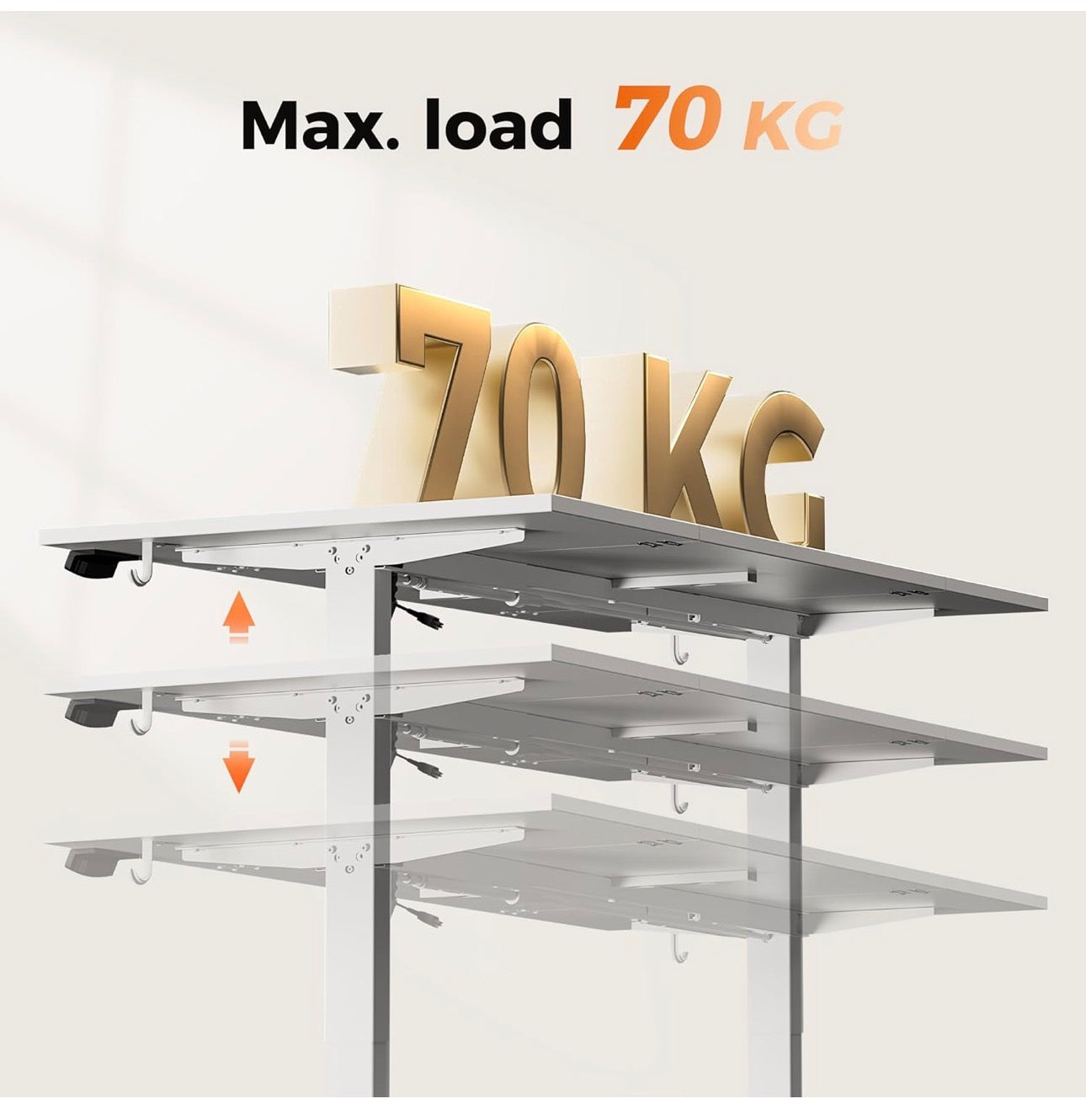Height-Adjustable Electric Desk, 140x80 cm Sit-Stand Office Desk, Computer Desk with Memory Function, Standing Desk, Gaming Desk, White