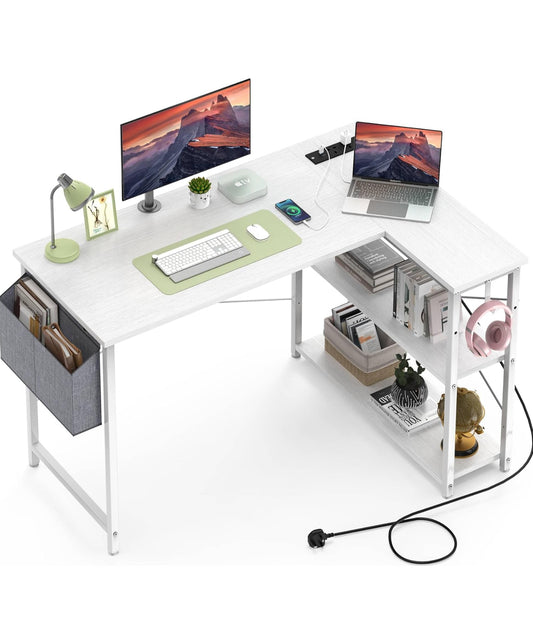 L Shaped Computer Desk with Power Outlet