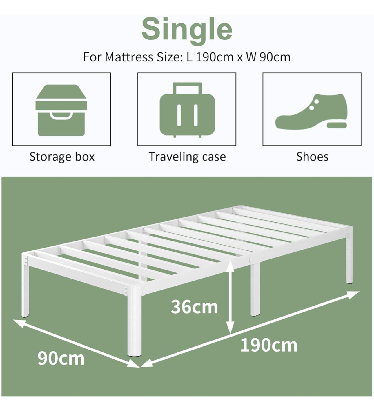 3ft Single Bed Frame with Rounded Corner Legs