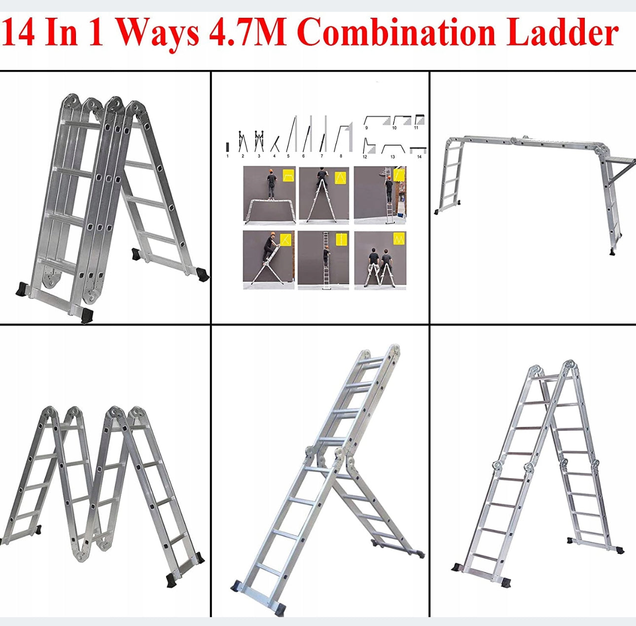 Ladder 4.7 m aluminum 16 to 150 kg
