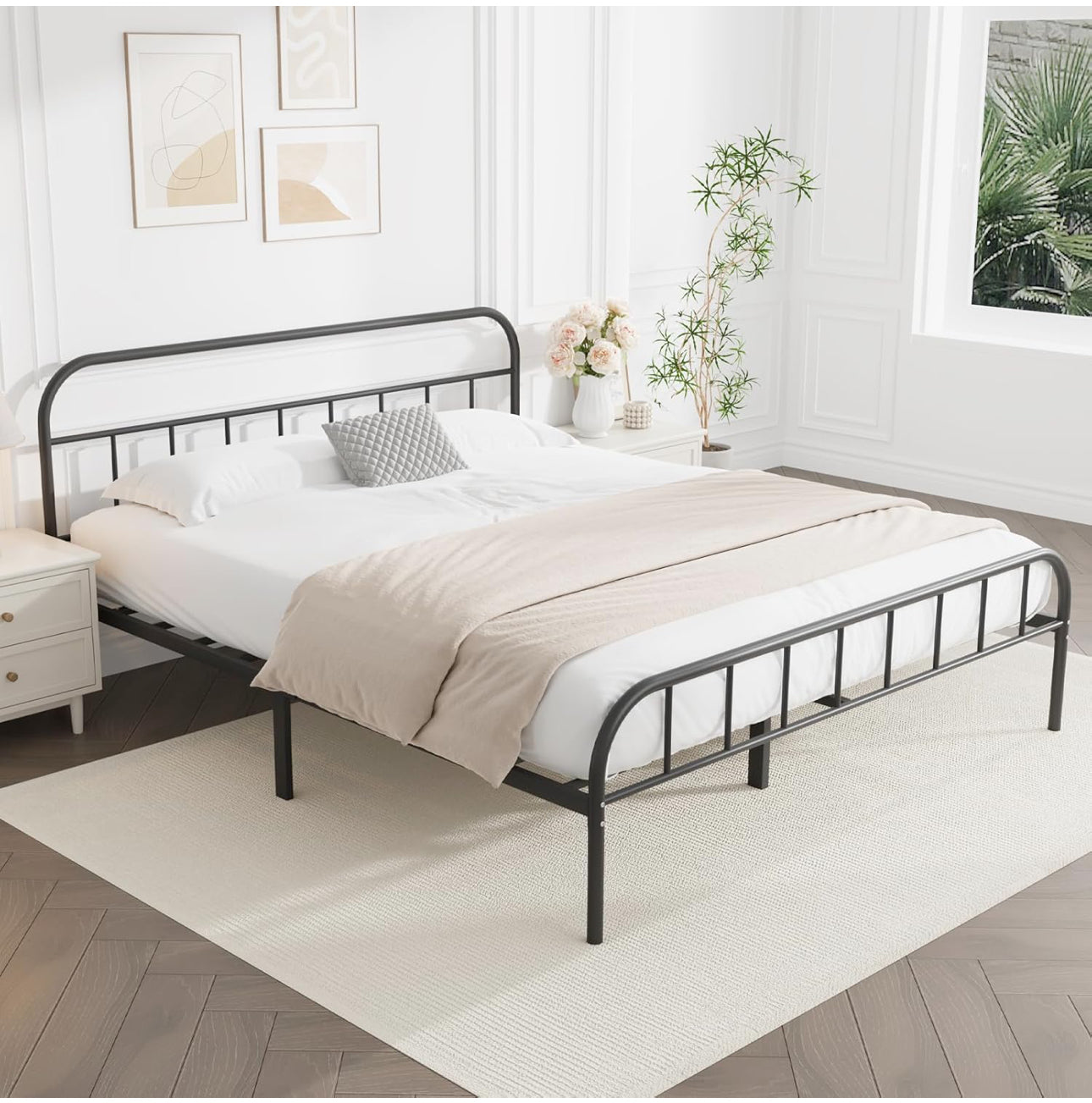 Double Metal Bed Frame with Large Storage Space