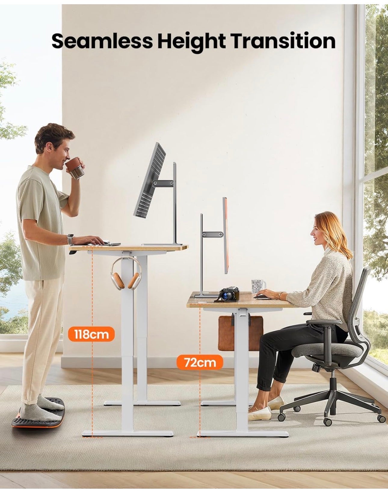 Electric Standing Desk Height Adjustable 160 x 80cm