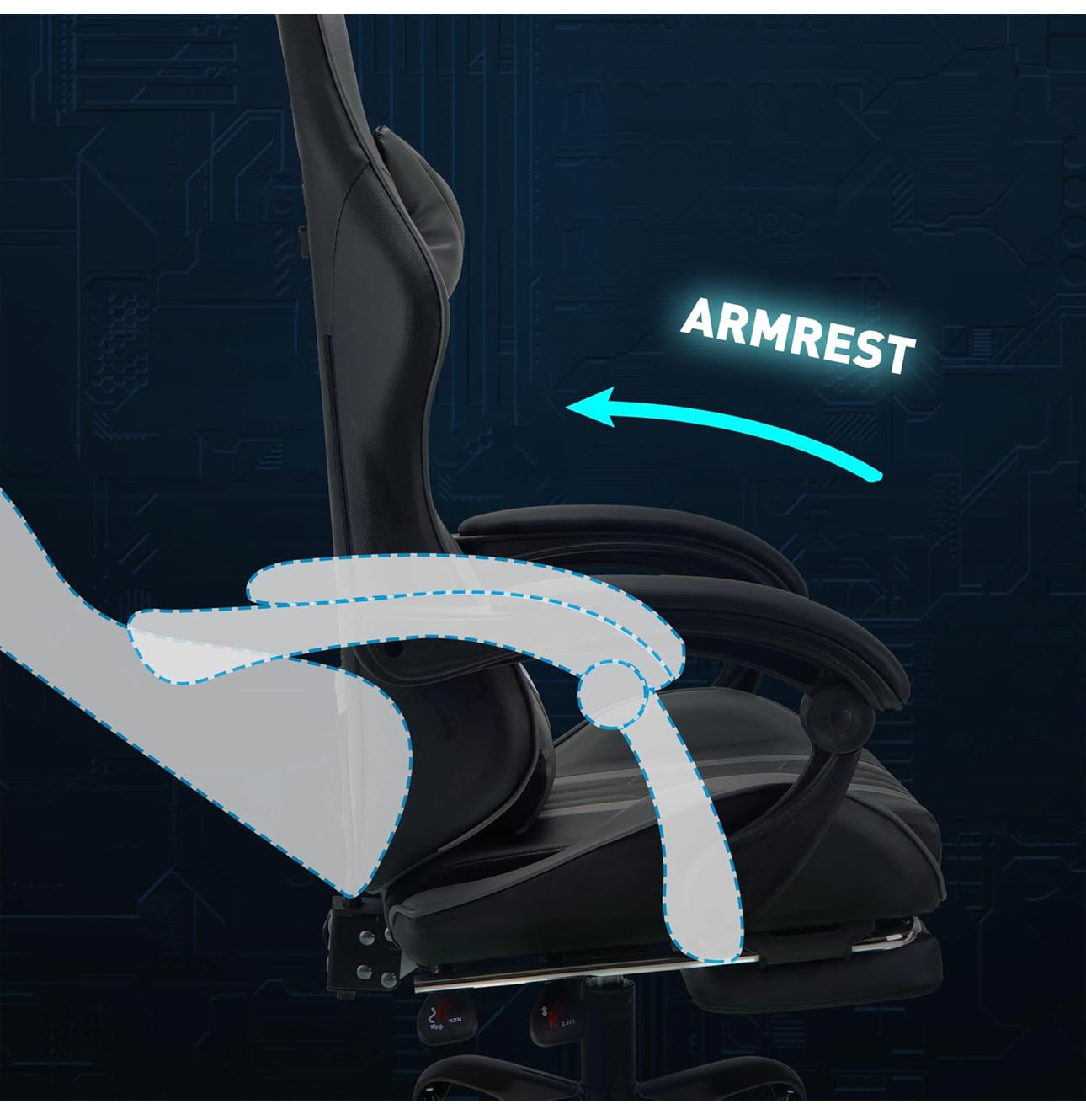 Office chairs reclining seat with footrest adjustable headrest and lumbar cushion high back support padded armrests