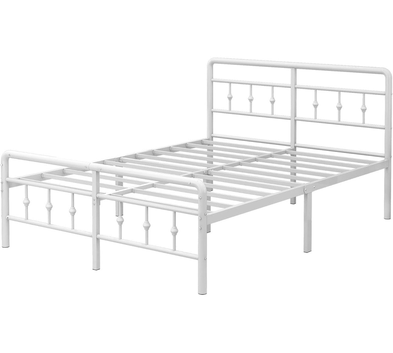 4ft6 Double Bed Frame with Headboard and Footboard, Metal Double Bed Frame Under Bed Storage 36cm