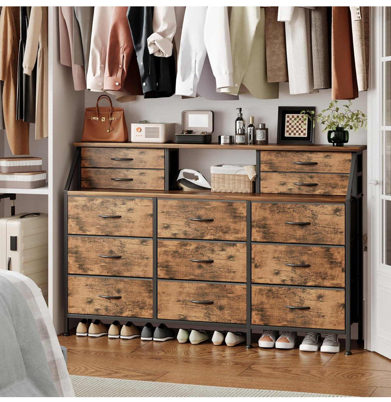Dresser for Bedroom with 13 Drawers, 55” Wide Chest of Drawers