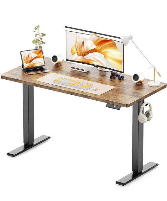 120 x 60 cm Standing Desk, Electric Height Adjustable Desk with 2 Hooks