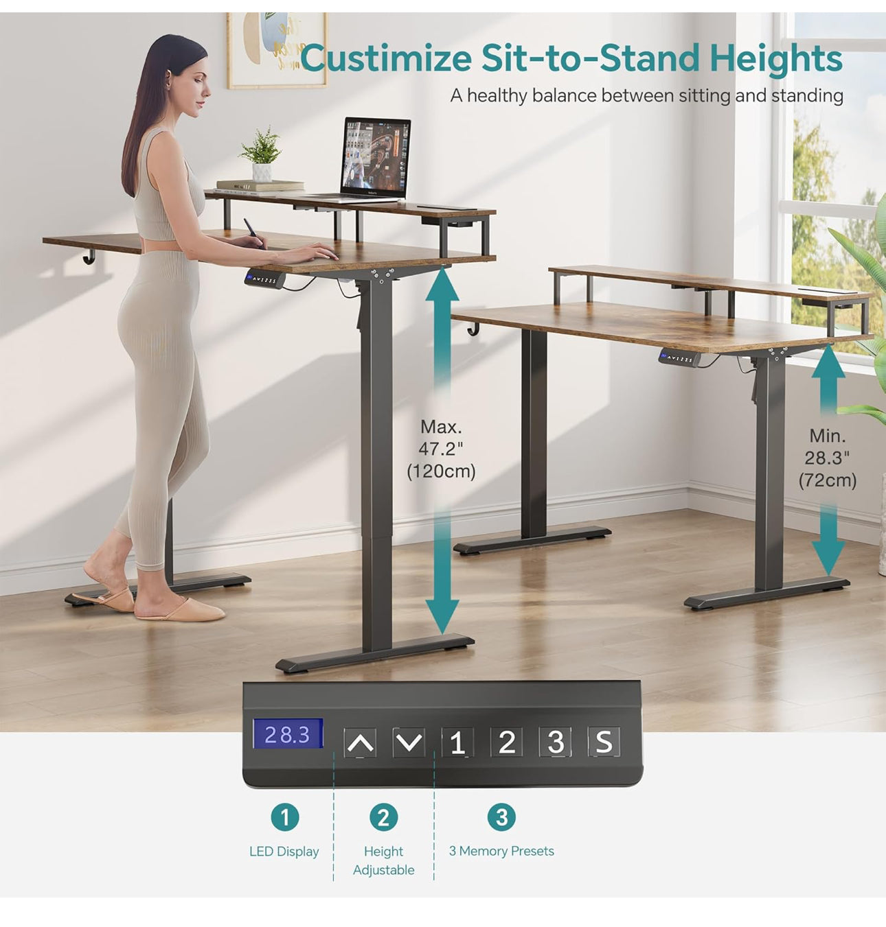 Electric Standing Desk 120 x 60cm