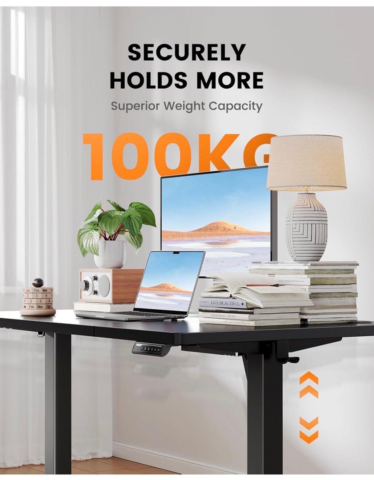 Electric Standing Desk with Advanced Brushless Motor, 160 x 80 cm