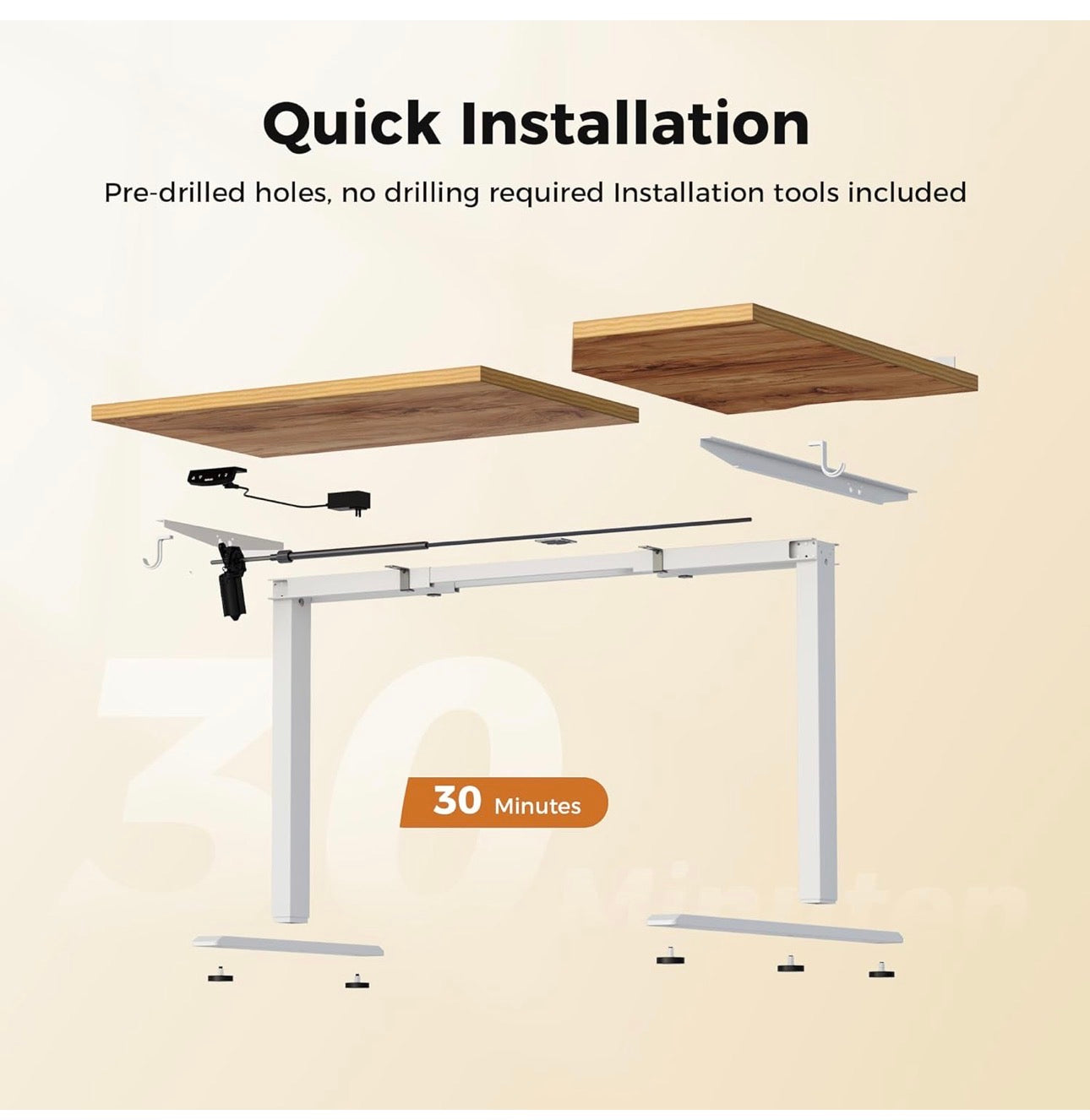 L-Shaped Electric Standing Desk, 140cm Height Adjustable