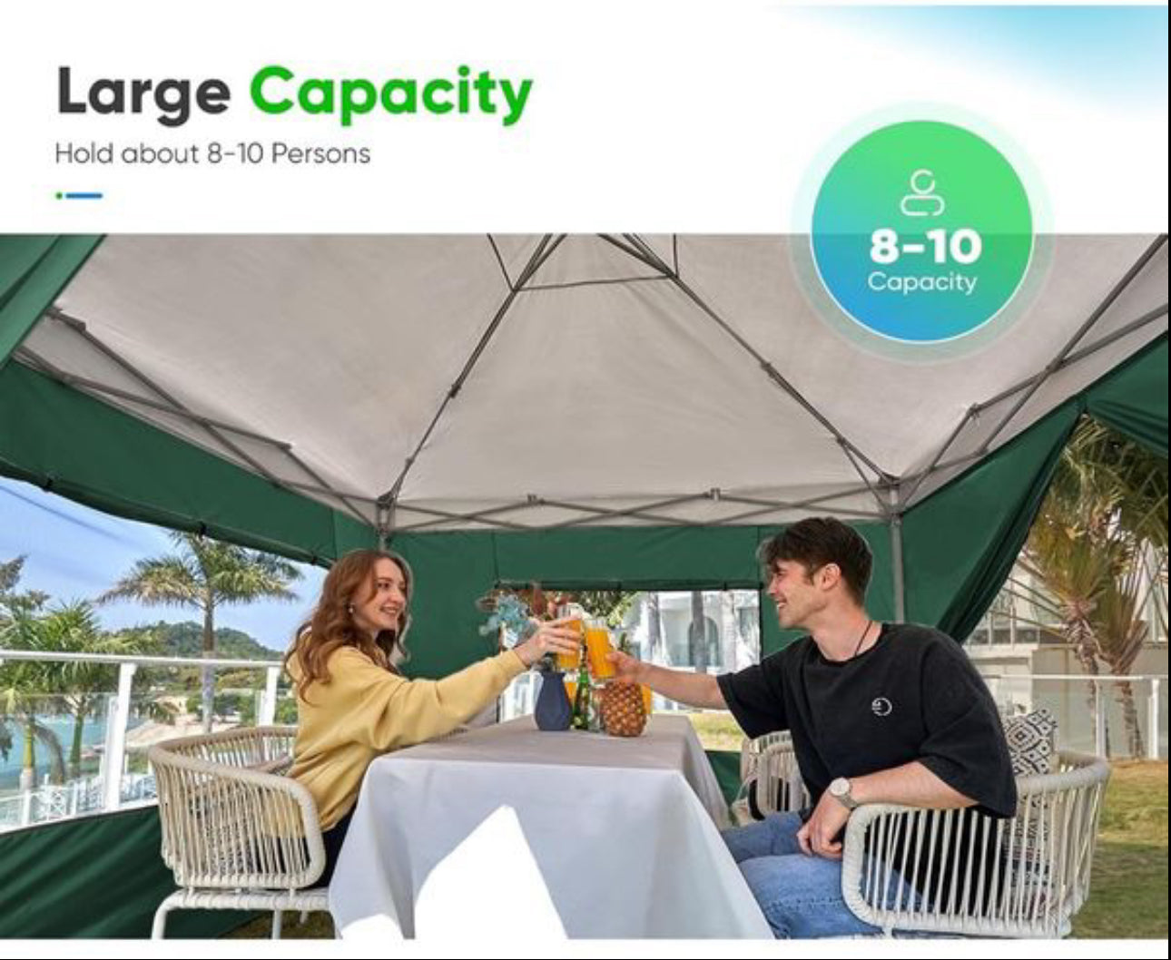 Pop Up Gazebo with 4 Sides, 3 x 3m