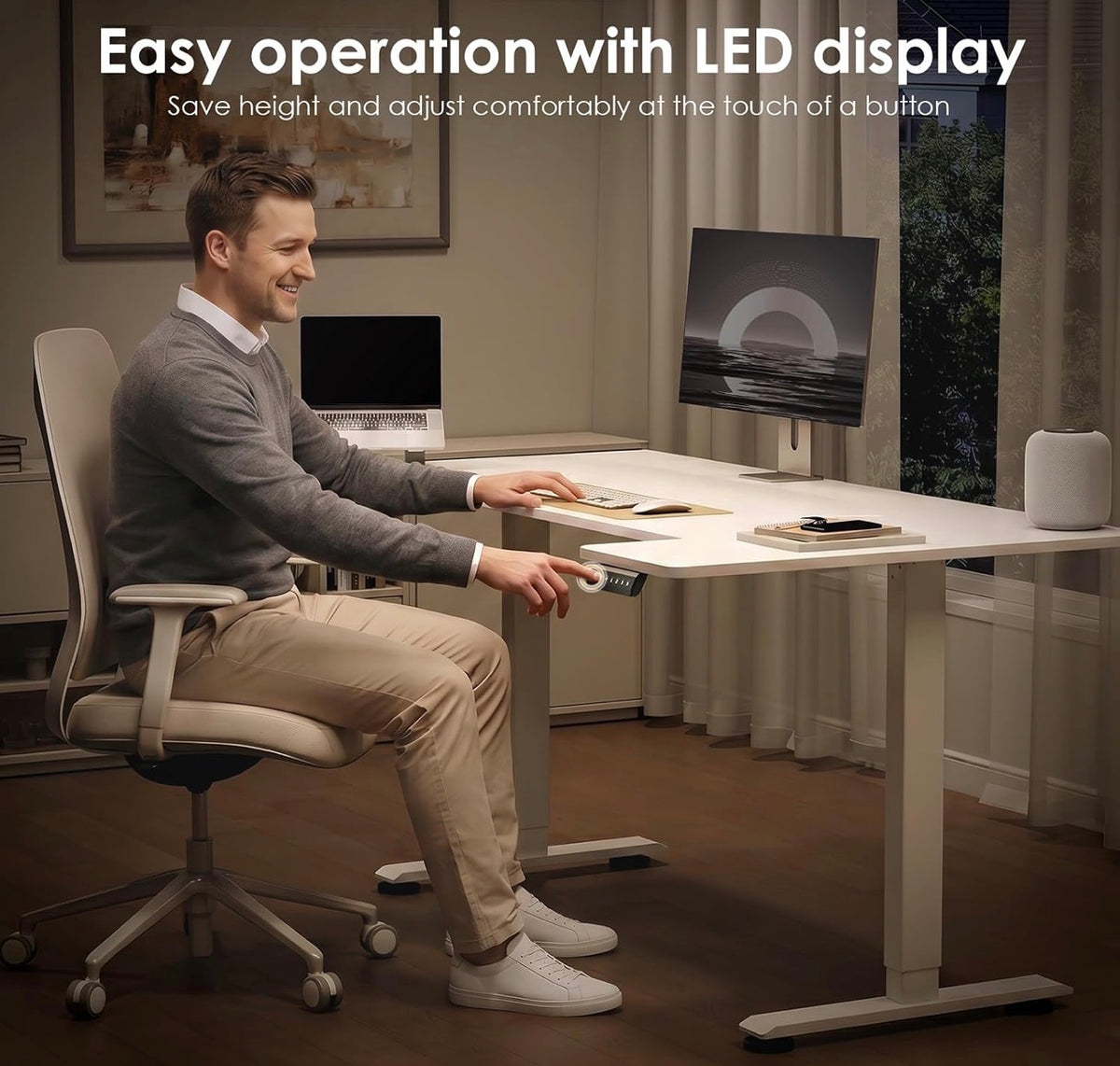 Height Adjustable Desk, U Shaped Standing Desk with 3 Memory Presets
120×70cm Electric Sit Stand Desk, Ergonomic Wrap Around Computer Table, Ultra Quiet Motor for Home Office Living Room,