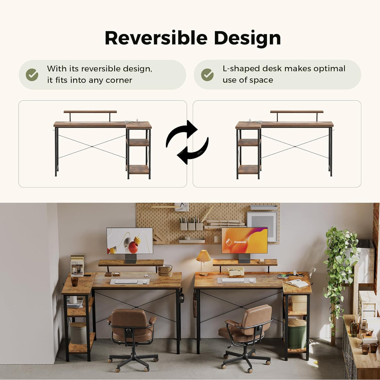 L-Shaped Desk with LED, 120x70cm