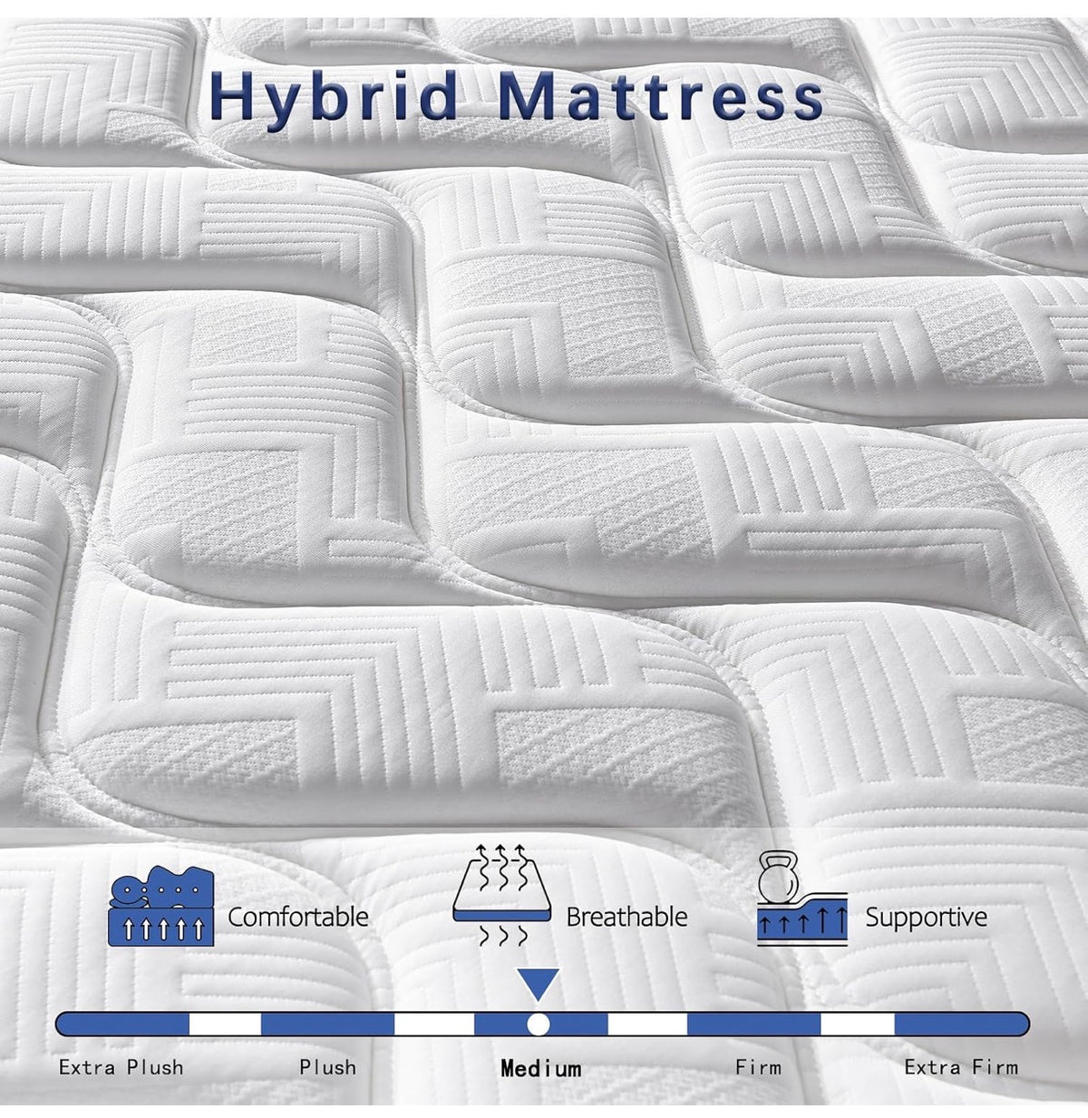 Double Mattress 4FT6, Gel Memory Foam Double Size Mattresses Medium Firm, 10.6 Inch Hybrid Pocket Sprung 135x190 Mattress in A Box for Back Pain Relief