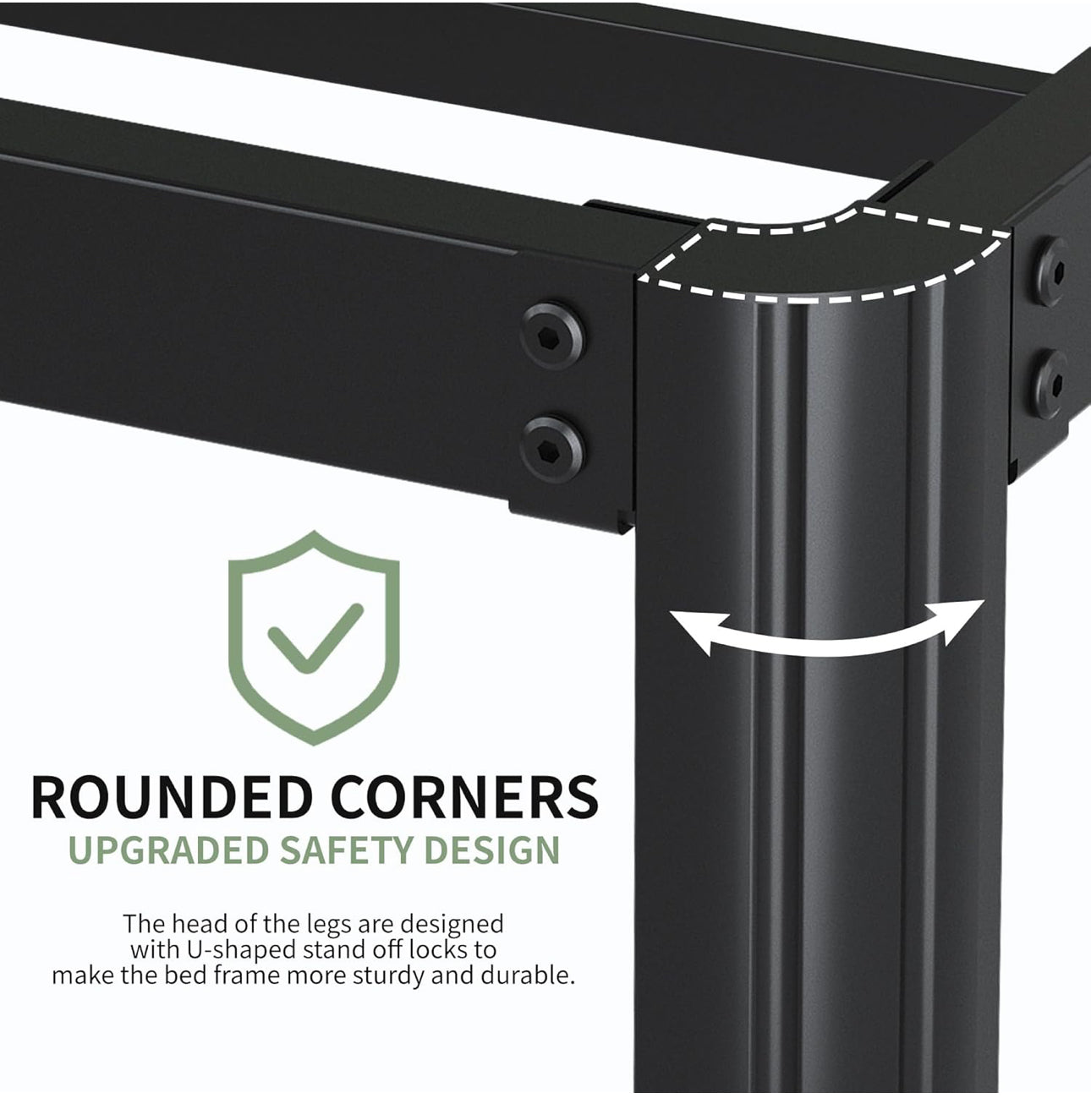 High Super King Bed Frame 6ft with Rounded Corner Legs, Heavy Duty Metal Super King Size Bed 180x200cm, Super King Size Bed 46 cm High, Noise Free, Easy Assembly